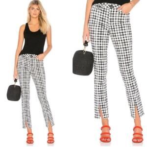 Paige Hoxton Straight Ankle Jeans Split Hem City Gingham
